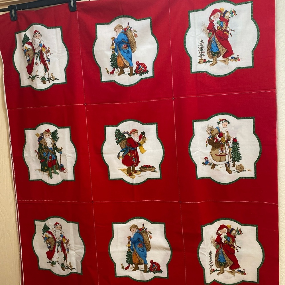 Vintage "Father Christmas" Craft Panel fabric Cranston Print Works VIP 6 prints